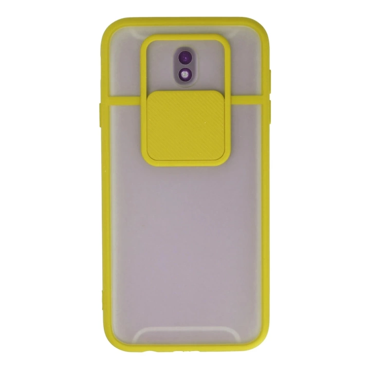 BFS  Samsung Galaxy J7 Pro / J730 Kılıf Palm Buzlu Kamera Sürgülü Silikon - Sarı