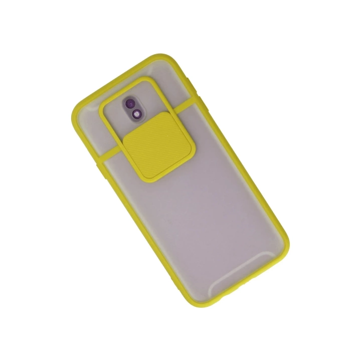 BFS  Samsung Galaxy J7 Pro / J730 Kılıf Palm Buzlu Kamera Sürgülü Silikon - Sarı