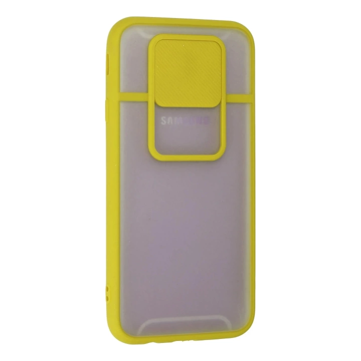 BFS  Samsung Galaxy J7 Pro / J730 Kılıf Palm Buzlu Kamera Sürgülü Silikon - Sarı