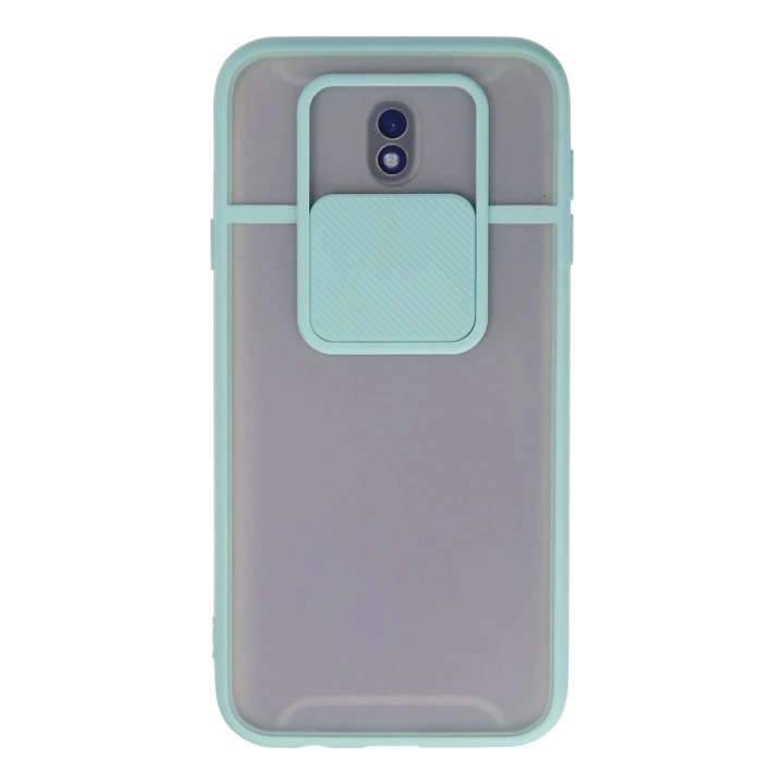 BFS  Samsung Galaxy J7 Pro / J730 Kılıf Palm Buzlu Kamera Sürgülü Silikon - Turkuaz