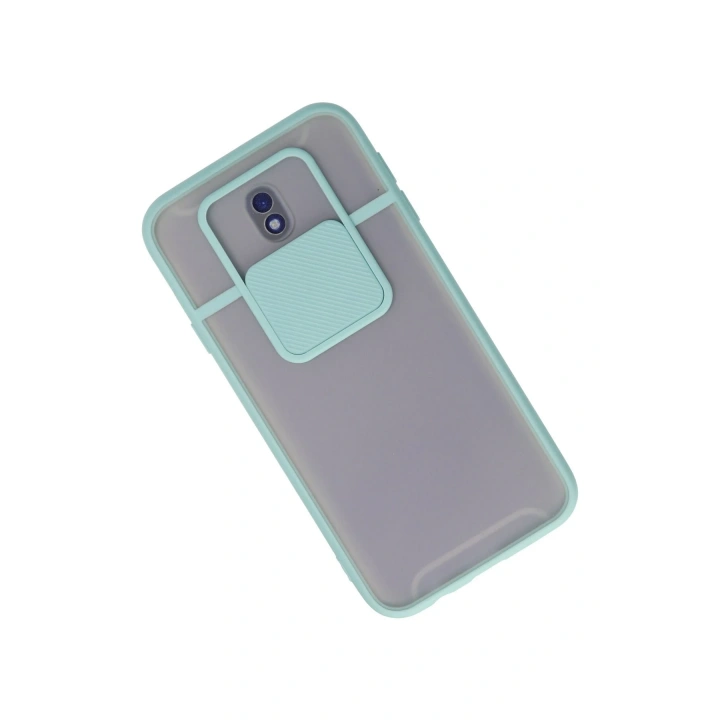 BFS  Samsung Galaxy J7 Pro / J730 Kılıf Palm Buzlu Kamera Sürgülü Silikon - Turkuaz