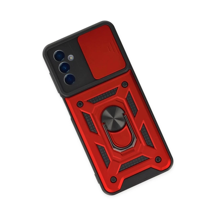 BFS  Samsung Galaxy M13 Kılıf Pars Lens Yüzüklü Silikon - Kırmızı