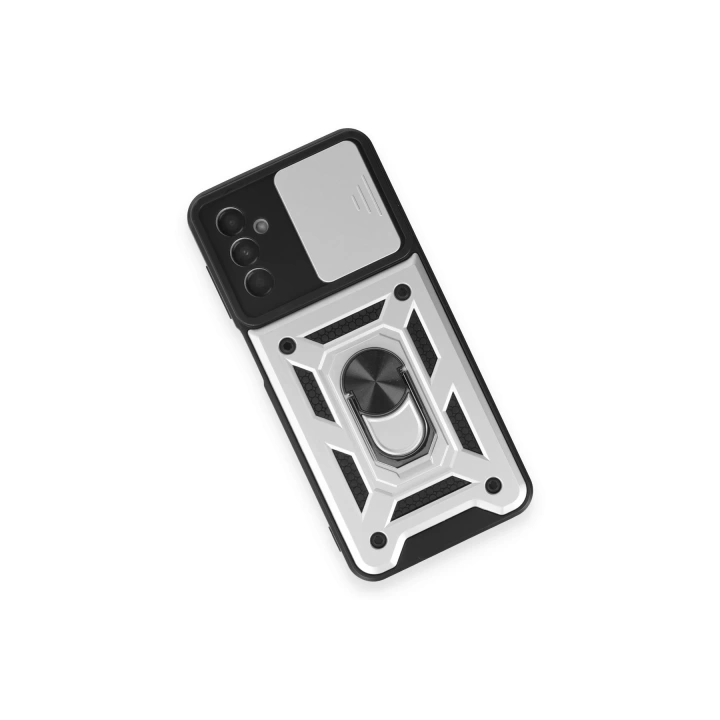 BFS  Samsung Galaxy M14 5G Kılıf Pars Lens Yüzüklü Silikon - Gümüş
