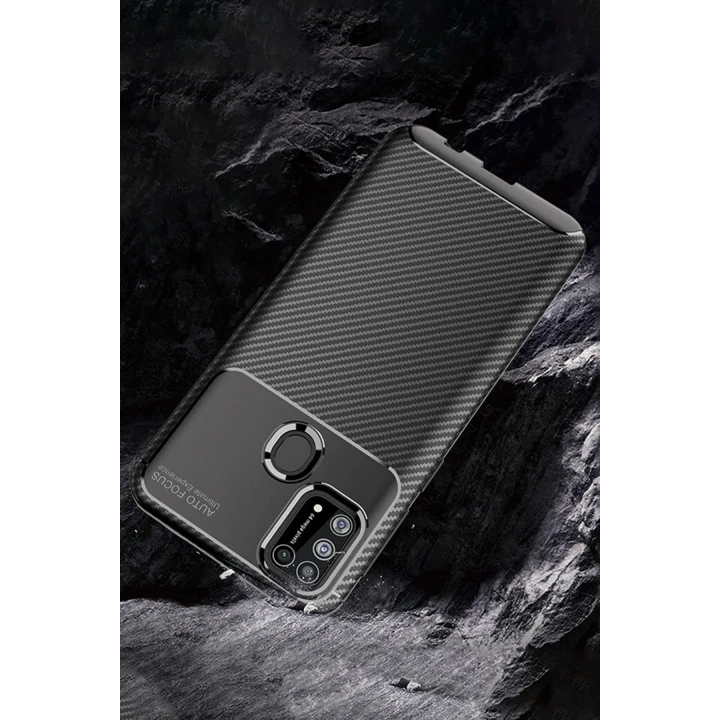 BFS  Samsung Galaxy M31 Kılıf Auto Focus Karbon Kapak - Kahverengi
