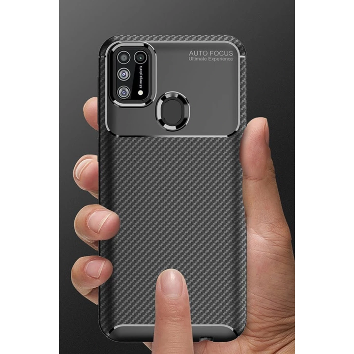 BFS  Samsung Galaxy M31 Kılıf Auto Focus Karbon Kapak - Lacivert