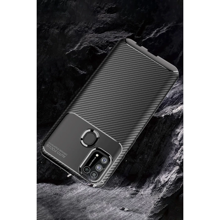 BFS  Samsung Galaxy M31 Kılıf Auto Focus Karbon Kapak - Lacivert