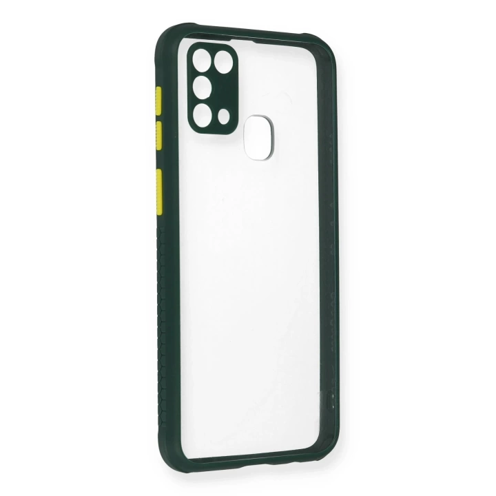 BFS  Samsung Galaxy M31 Kılıf Miami Şeffaf Silikon - Koyu Yeşil