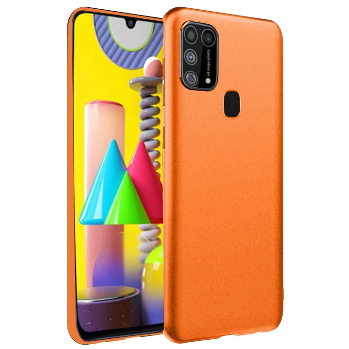 BFS  Samsung Galaxy M31 Kılıf Nano içi Kadife Silikon - Koyu Turuncu