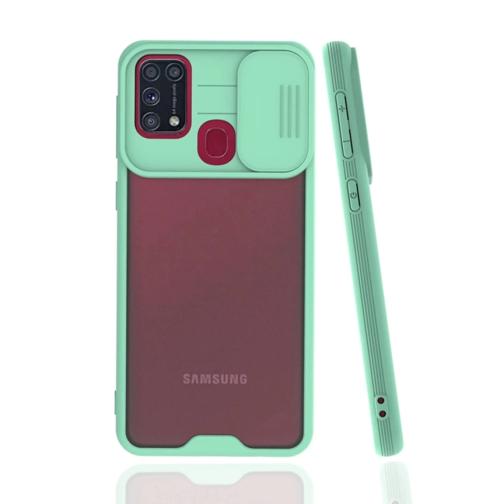 BFS  Samsung Galaxy M31 Kılıf Platin Kamera Koruma Silikon - Açık Yeşil