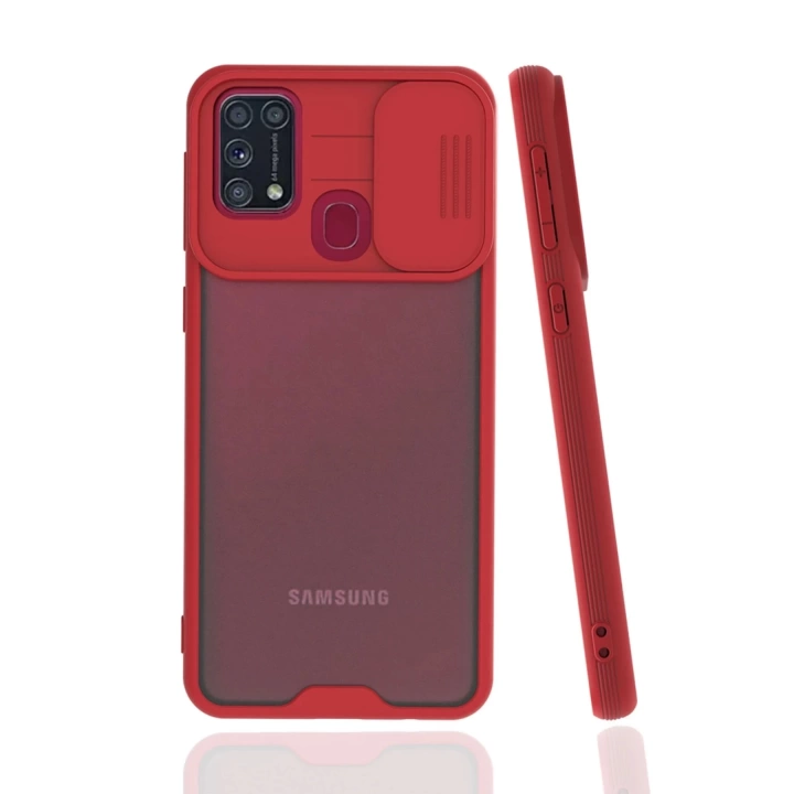 BFS  Samsung Galaxy M31 Kılıf Platin Kamera Koruma Silikon - Kırmızı