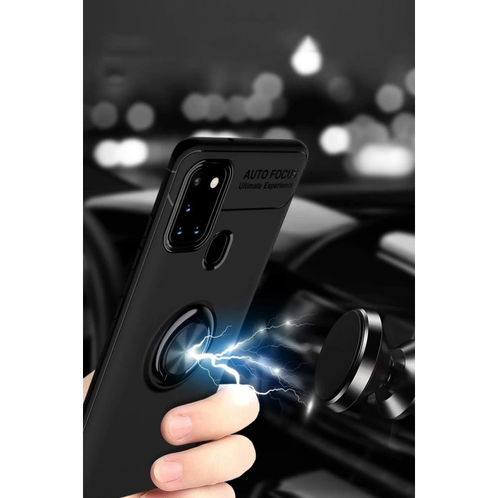 BFS  Samsung Galaxy M31 Kılıf Range Yüzüklü Silikon - Siyah