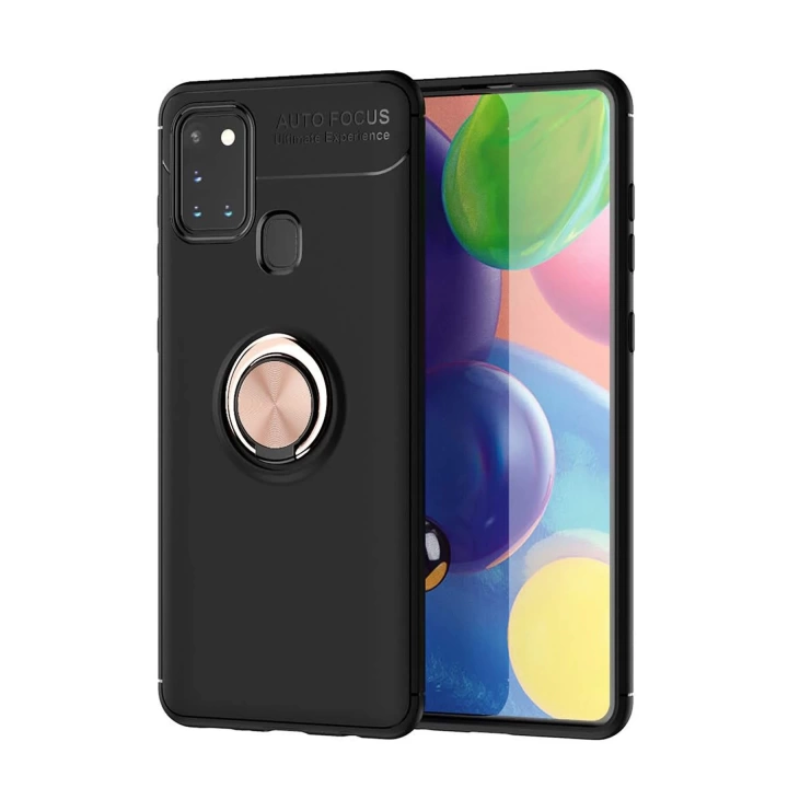 BFS  Samsung Galaxy M31 Kılıf Range Yüzüklü Silikon - Siyah-Gold