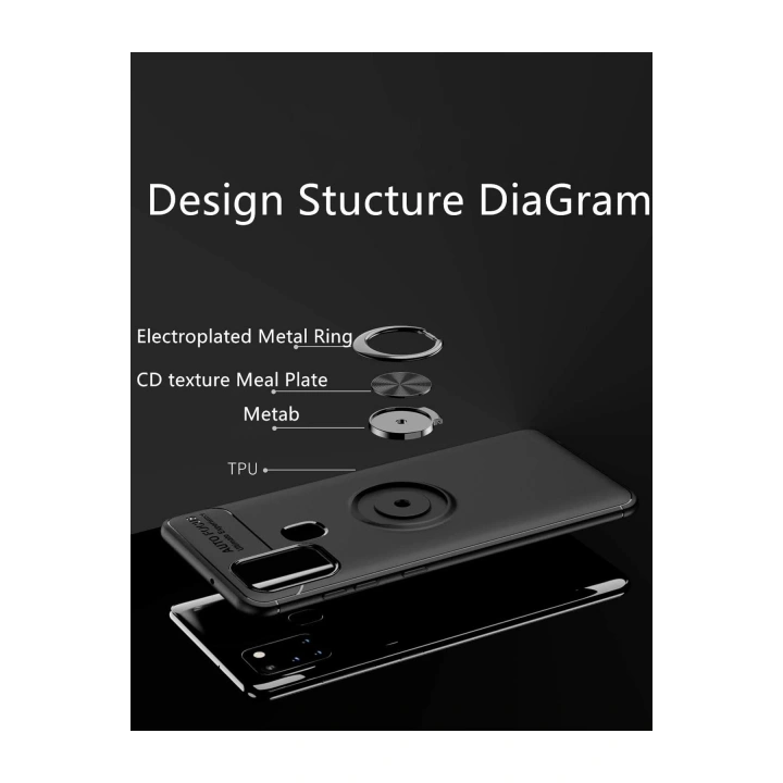 BFS  Samsung Galaxy M31 Kılıf Range Yüzüklü Silikon - Siyah-Gold