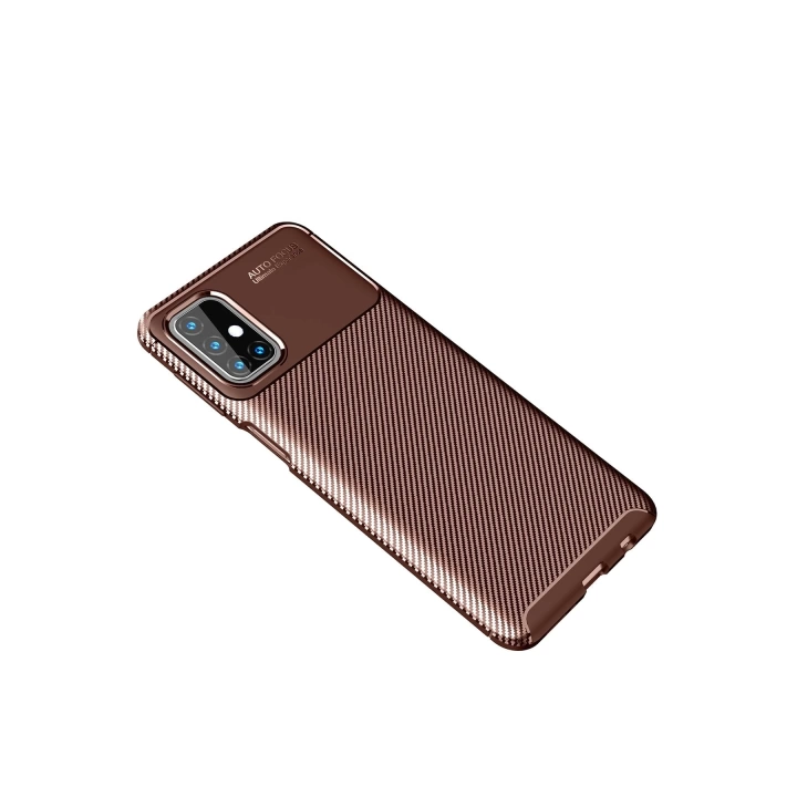 BFS  Samsung Galaxy M31S Kılıf Auto Focus Karbon Kapak - Kahverengi