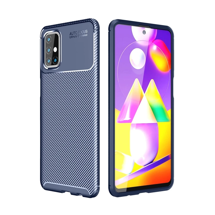 BFS  Samsung Galaxy M31S Kılıf Auto Focus Karbon Kapak - Lacivert