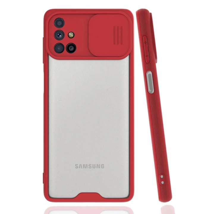 BFS  Samsung Galaxy M31S Kılıf Platin Kamera Koruma Silikon - Kırmızı