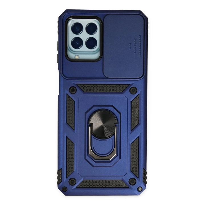 BFS  Samsung Galaxy M33 Kılıf Pars Lens Yüzüklü Silikon - Lacivert