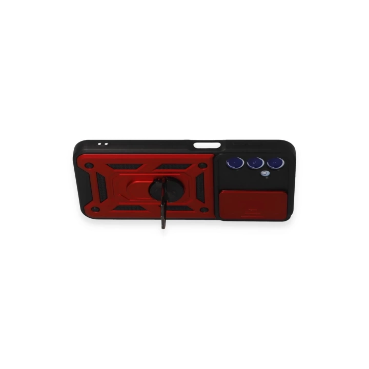 BFS  Samsung Galaxy M34 5G Kılıf Pars Lens Yüzüklü Silikon - Kırmızı