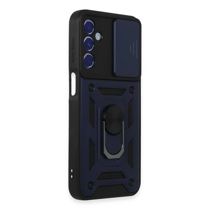 BFS  Samsung Galaxy M34 5G Kılıf Pars Lens Yüzüklü Silikon - Lacivert