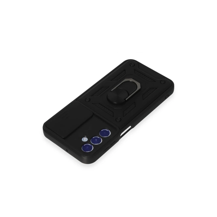 BFS  Samsung Galaxy M34 5G Kılıf Pars Lens Yüzüklü Silikon - Siyah
