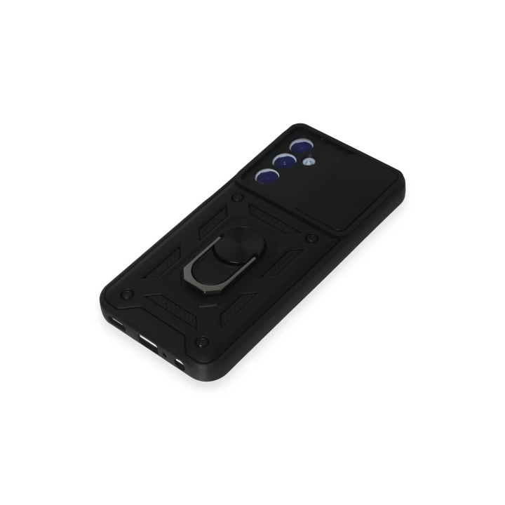 BFS  Samsung Galaxy M34 5G Kılıf Pars Lens Yüzüklü Silikon - Siyah