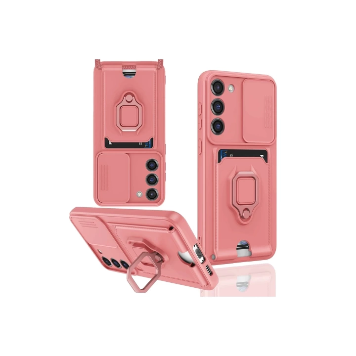 BFS  Samsung Galaxy M34 5G Kılıf Zuma Kartvizitli Yüzüklü Silikon - Pembe
