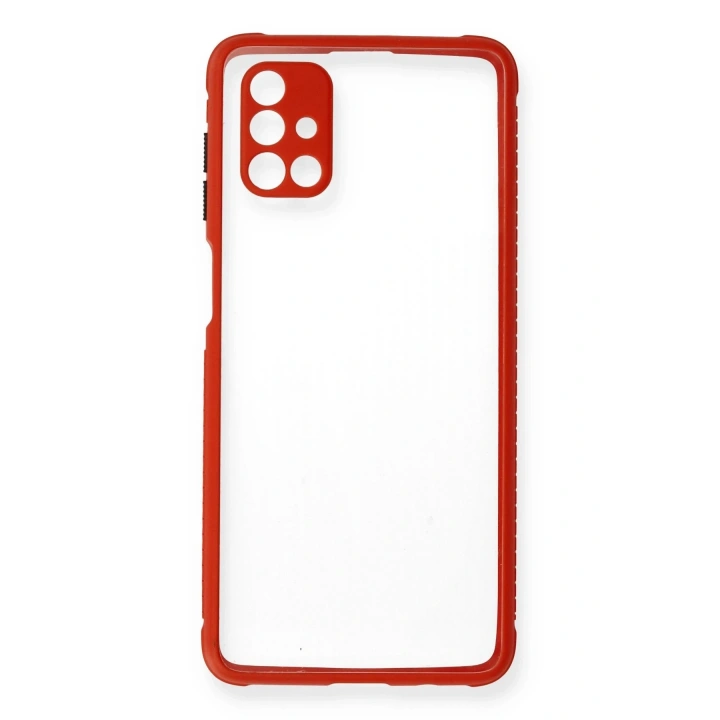 BFS Samsung Galaxy M51 Kılıf Miami Şeffaf Silikon - Kırmızı