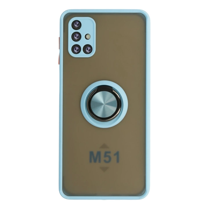 BFS  Samsung Galaxy M51 Kılıf Montreal Yüzüklü Silikon Kapak - Buz Mavi