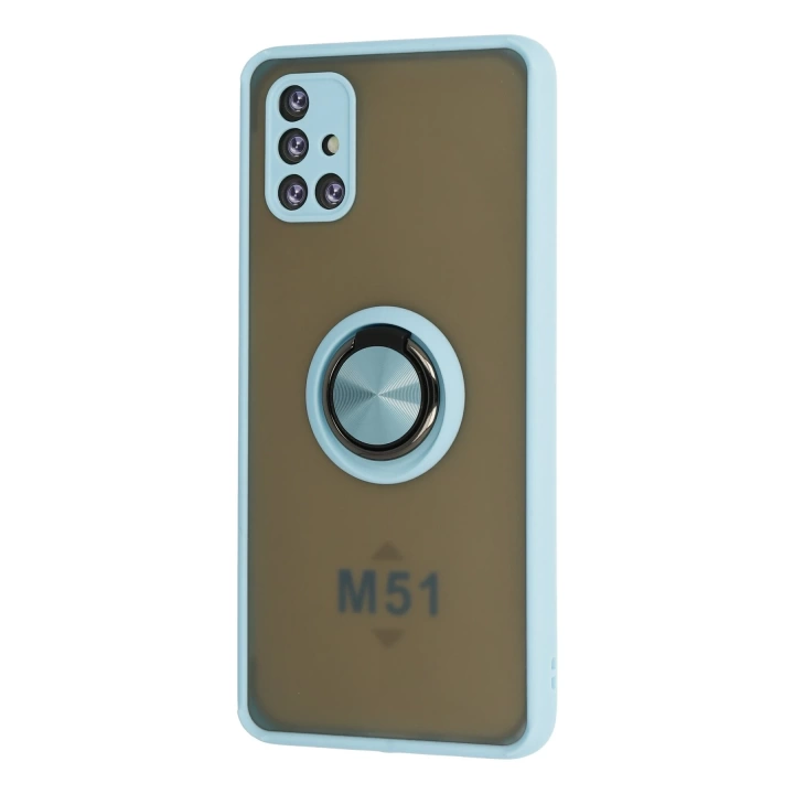 BFS  Samsung Galaxy M51 Kılıf Montreal Yüzüklü Silikon Kapak - Buz Mavi