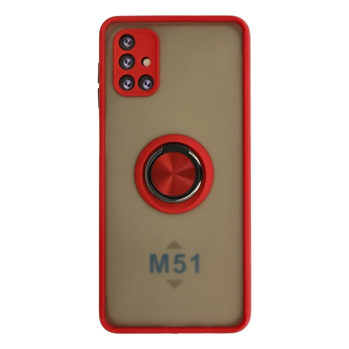 BFS  Samsung Galaxy M51 Kılıf Montreal Yüzüklü Silikon Kapak - Kırmızı