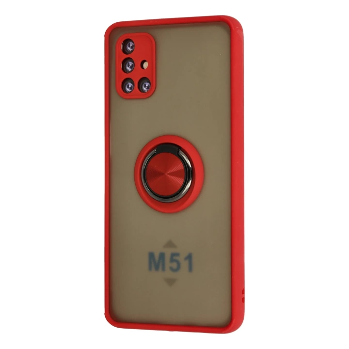 BFS  Samsung Galaxy M51 Kılıf Montreal Yüzüklü Silikon Kapak - Kırmızı
