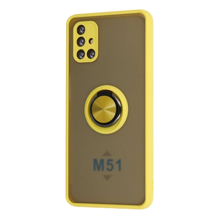 BFS  Samsung Galaxy M51 Kılıf Montreal Yüzüklü Silikon Kapak - Sarı