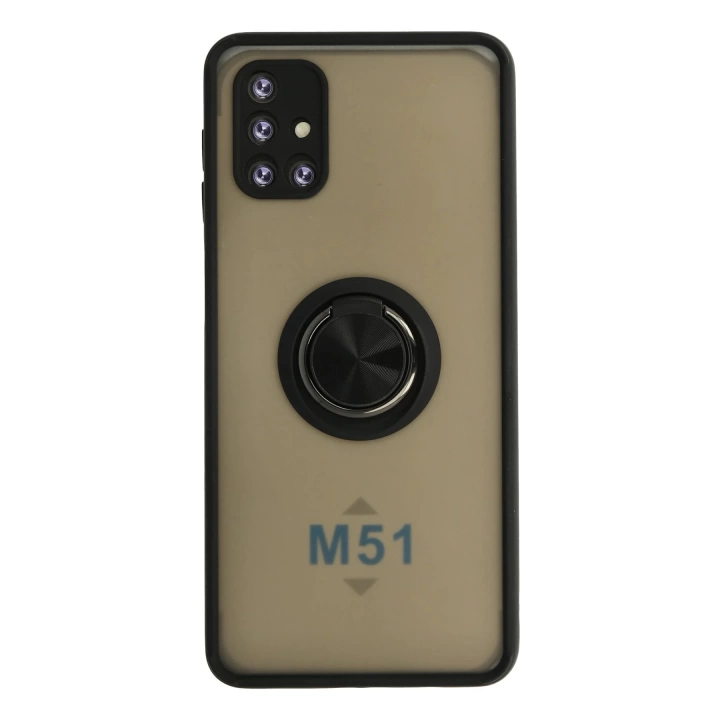 BFS  Samsung Galaxy M51 Kılıf Montreal Yüzüklü Silikon Kapak - Siyah