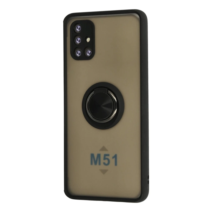 BFS  Samsung Galaxy M51 Kılıf Montreal Yüzüklü Silikon Kapak - Siyah