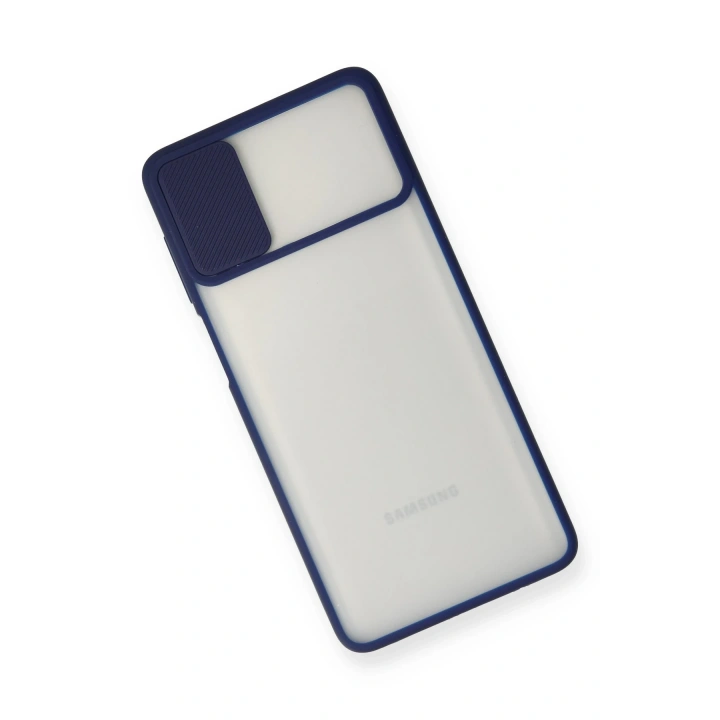 BFS  Samsung Galaxy M51 Kılıf Palm Buzlu Kamera Sürgülü Silikon - Lacivert