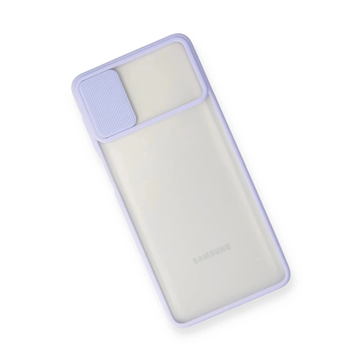 BFS  Samsung Galaxy M51 Kılıf Palm Buzlu Kamera Sürgülü Silikon - Lila