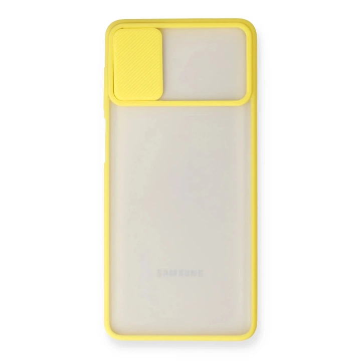 BFS  Samsung Galaxy M51 Kılıf Palm Buzlu Kamera Sürgülü Silikon - Sarı