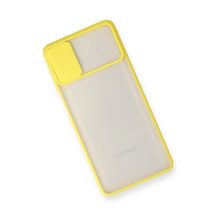 BFS  Samsung Galaxy M51 Kılıf Palm Buzlu Kamera Sürgülü Silikon - Sarı