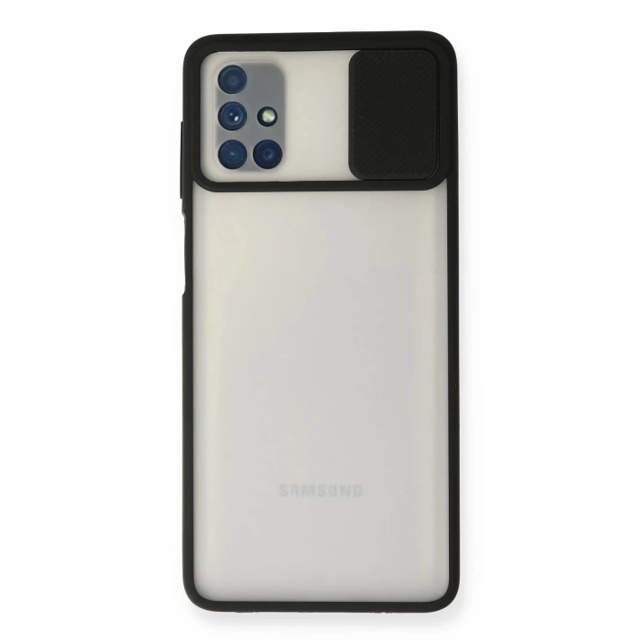 BFS  Samsung Galaxy M51 Kılıf Palm Buzlu Kamera Sürgülü Silikon - Siyah