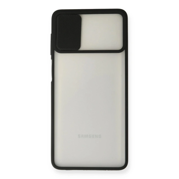 BFS  Samsung Galaxy M51 Kılıf Palm Buzlu Kamera Sürgülü Silikon - Siyah