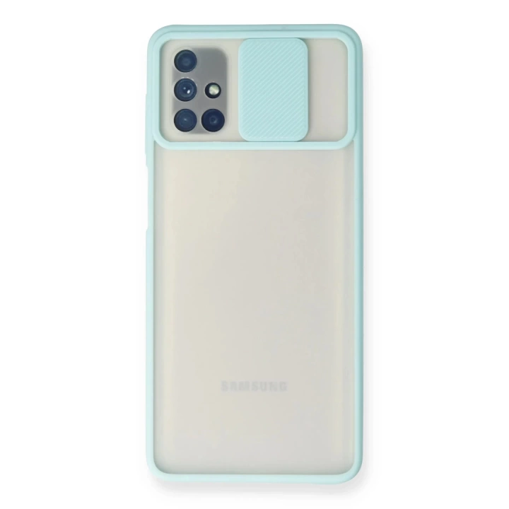 BFS  Samsung Galaxy M51 Kılıf Palm Buzlu Kamera Sürgülü Silikon - Turkuaz