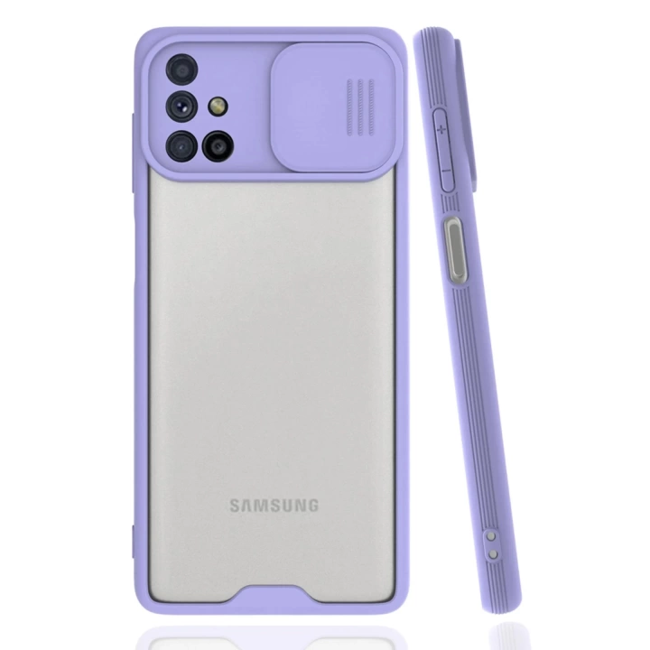 BFS  Samsung Galaxy M51 Kılıf Platin Kamera Koruma Silikon - Lila