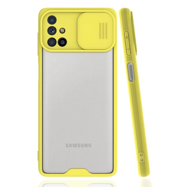 BFS  Samsung Galaxy M51 Kılıf Platin Kamera Koruma Silikon - Sarı