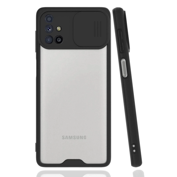 BFS  Samsung Galaxy M51 Kılıf Platin Kamera Koruma Silikon - Siyah