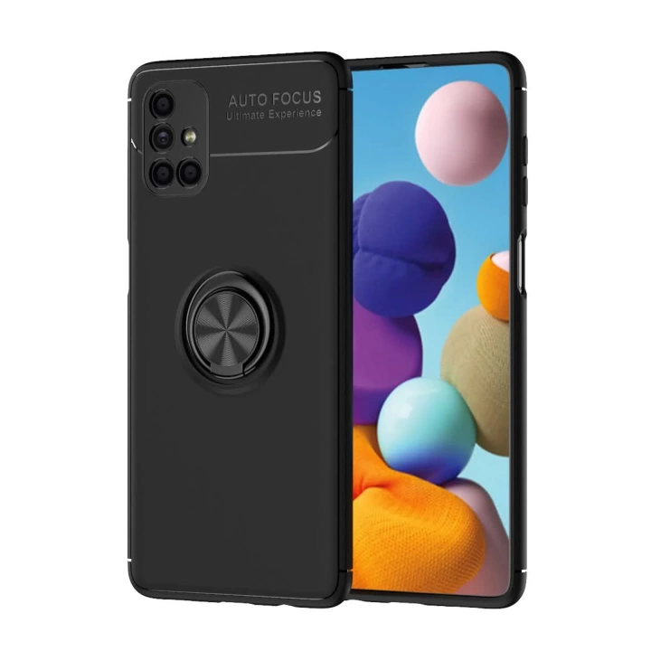 BFS  Samsung Galaxy M51 Kılıf Range Yüzüklü Silikon - Siyah