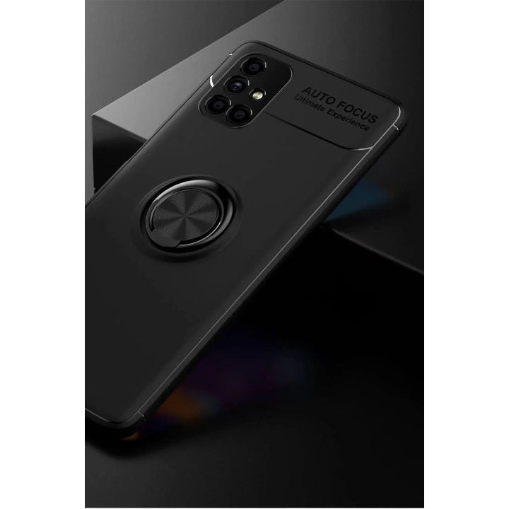 BFS  Samsung Galaxy M51 Kılıf Range Yüzüklü Silikon - Siyah