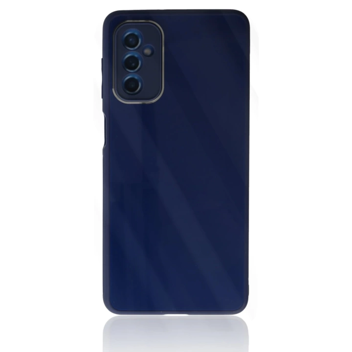 BFS  Samsung Galaxy M52 5G Kılıf Glass Kapak - Lacivert