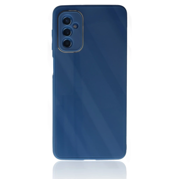 BFS  Samsung Galaxy M52 5G Kılıf Glass Kapak - Mavi