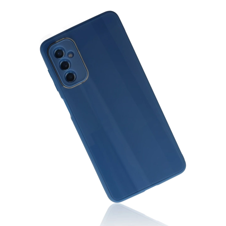 BFS  Samsung Galaxy M52 5G Kılıf Glass Kapak - Mavi