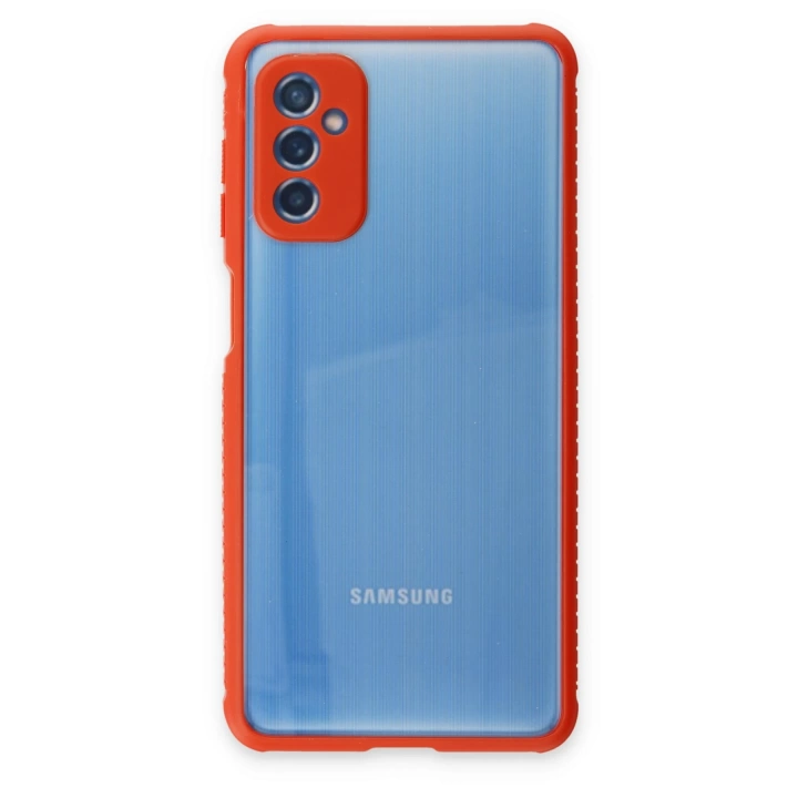 BFS  Samsung Galaxy M52 5G Kılıf Miami Şeffaf Silikon - Kırmızı
